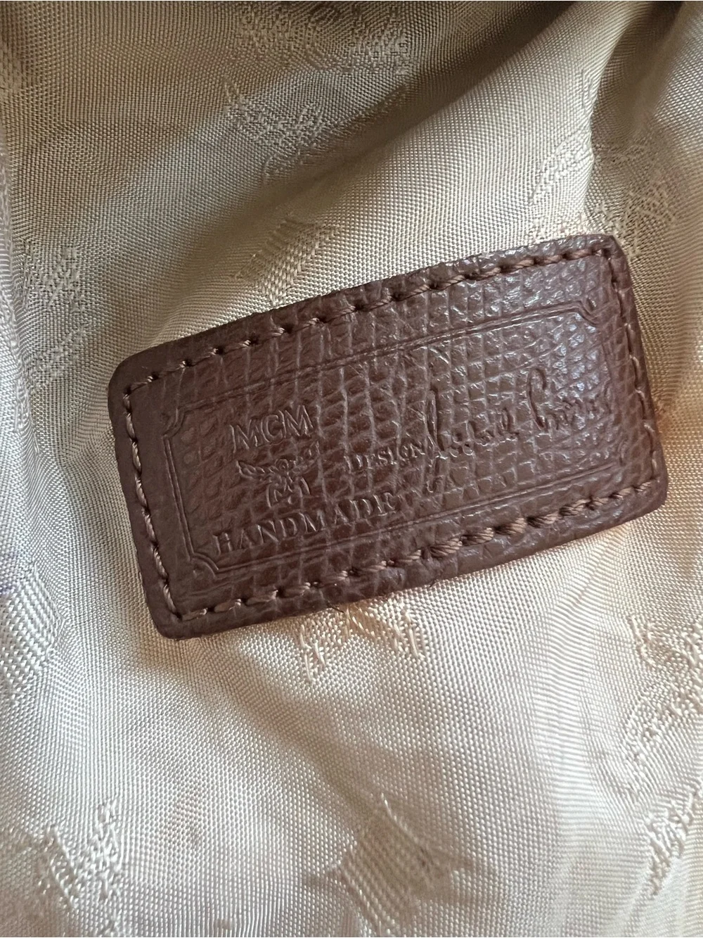 Rare Vintage MCM Brown Leather Drawstring Mini Backpack